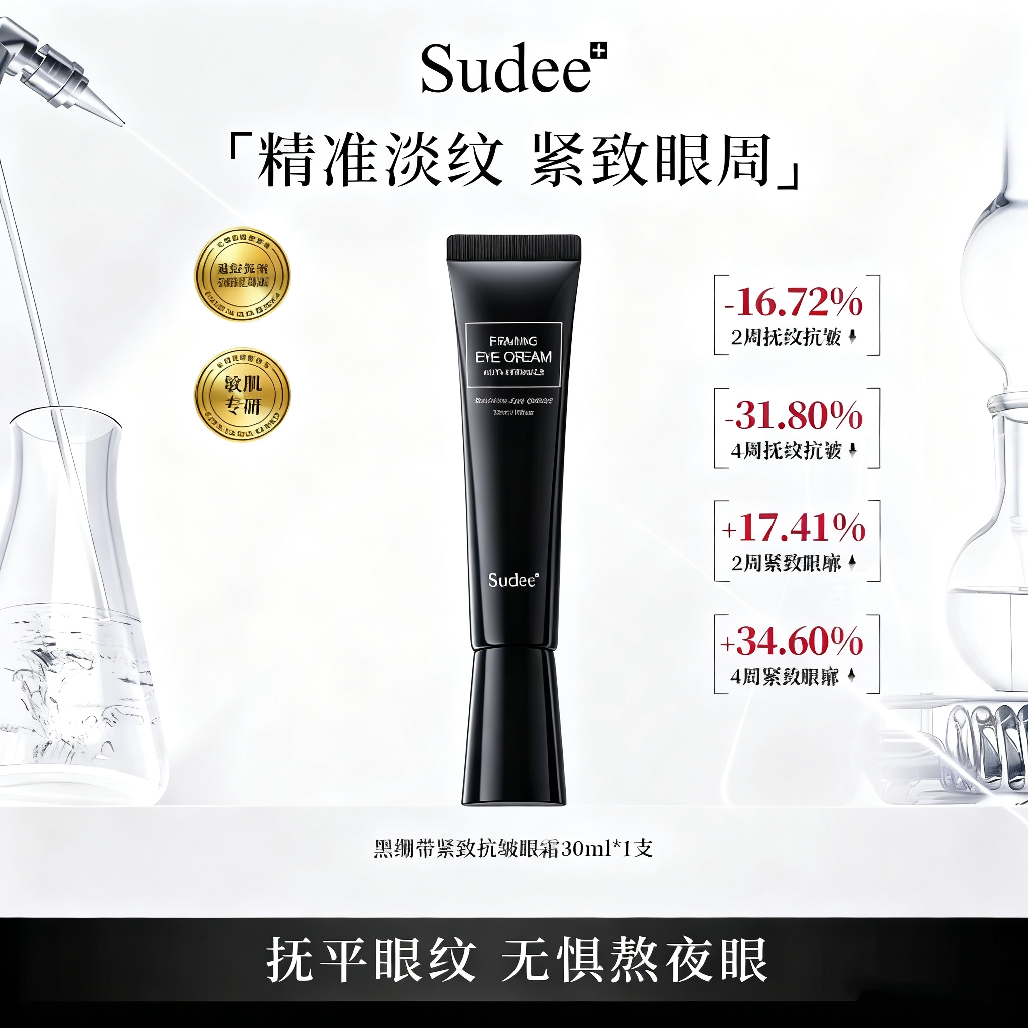 Sudee素玳黑绷带眼霜保湿滋润抗皱紧致淡化细纹黑眼圈敏感肌可用