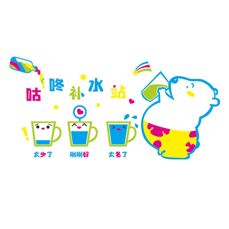 幼儿园墙面装饰喝水区咕咚补水站环创主题文化午托班教室布置成品