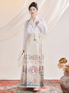 2024新款原创织金妆花马面裙灵鹿小个子女春秋日常汉服新中式套装