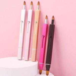 迷你双头唇刷便携式口红刷伸缩带盖化妆刷遮瑕刷美妆工具