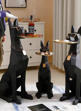 现代轻奢杜宾犬高档家居饰品玄关电视柜旁客厅高级感装饰落地摆件