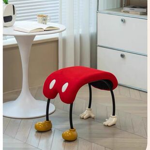 网红卡通创意矮凳简约家用玄关换鞋凳设计师米奇下腰凳子化妆凳子