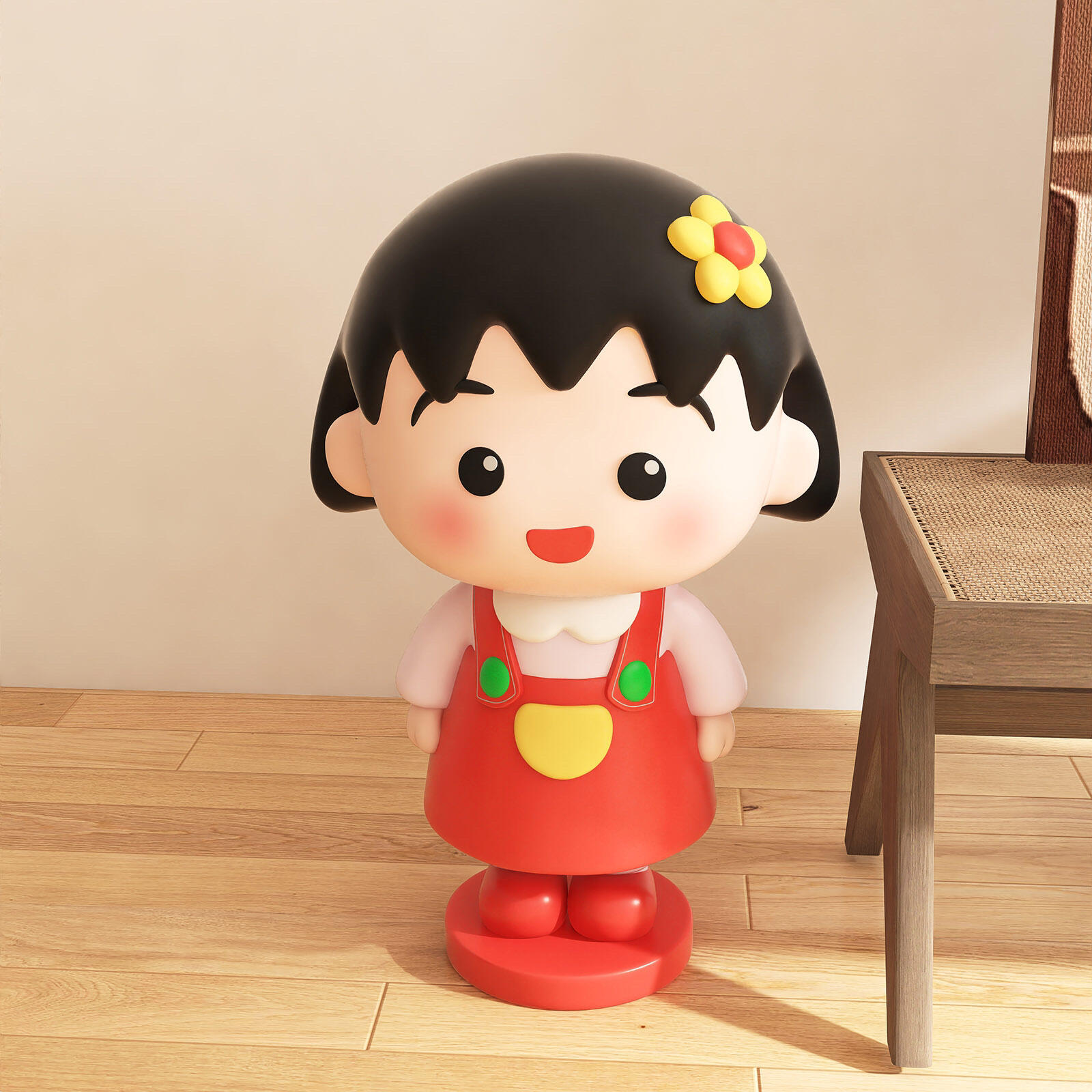 可爱风樱桃小丸子大型落地摆件创意客厅玄关轻奢新居软装饰乔迁礼