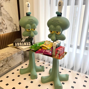 现货一米网红章鱼哥托盘落地超大摆件手办打工人沙发旁客厅置物架