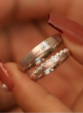 925银时尚触及真心情侣款戒指环开口调节男女轻奢字母情人节礼物