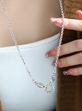 925银复古新中式双鱼套链项链民族风六字真言毛衣链万能链可打开