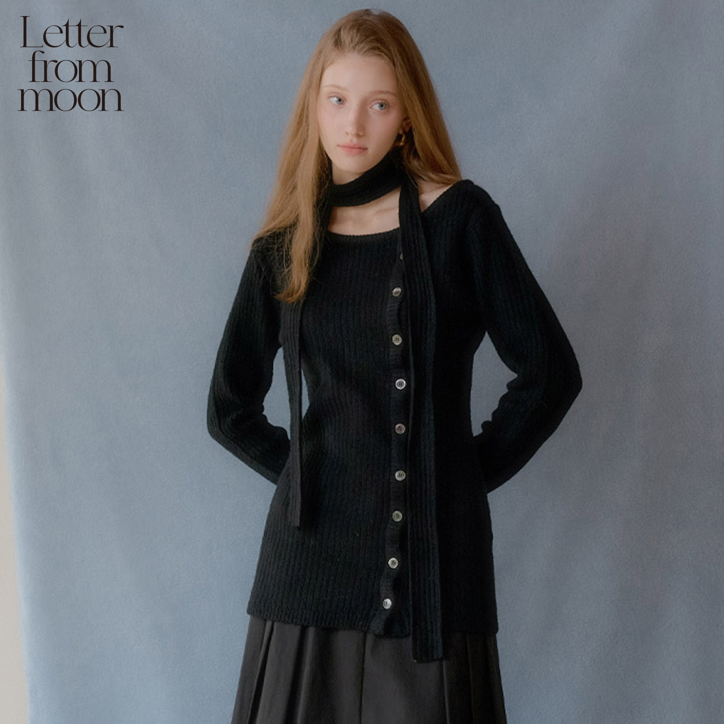 Letter from moon 2025冬季新款羊毛上衣纽扣设计松弛感连衣裙女