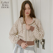 半途鹅飞同款 外套 moon条纹棉质连帽拉链上衣25秋款 Letter from