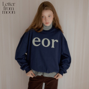 Letter from moon贴花贴片卫衣2025冬季新款棉制休闲宽松套头上衣