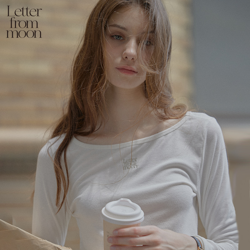 【沈羽洁同款】Letter from moon 经典LOGO刺绣长袖T恤2024女上衣