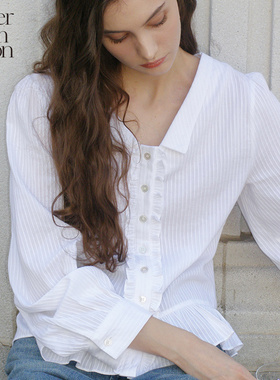 Letter from moon简约气质翻领衬衣女2024秋冬新款通勤百搭上衣