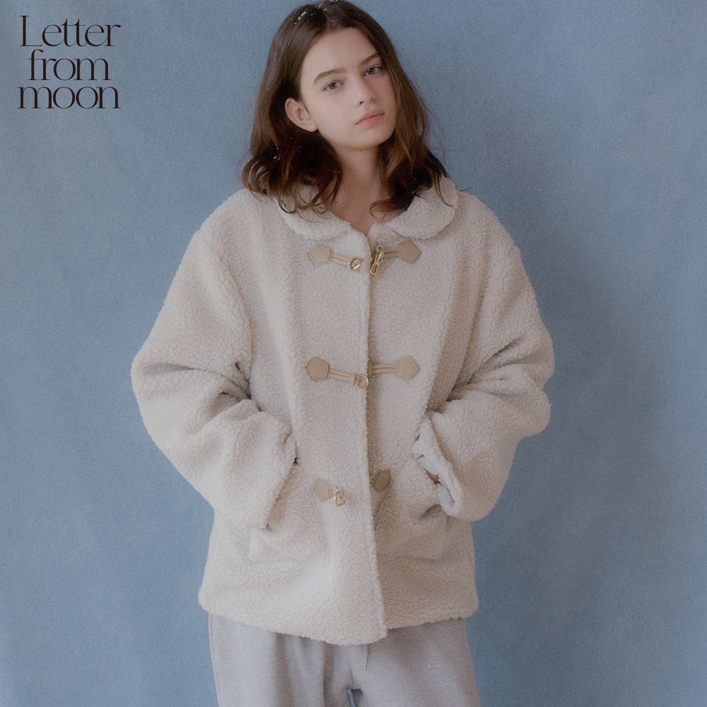 现货速发丨Letter from moon搭扣夹克25冬季款温柔风保暖毛绒外套