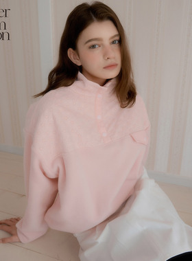 Letter from moon蕾丝抓绒保暖卫衣25冬休闲上衣