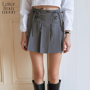 简约休闲ins学院风女半身裙 moon小蝴蝶结百褶裙夏季 Letter from