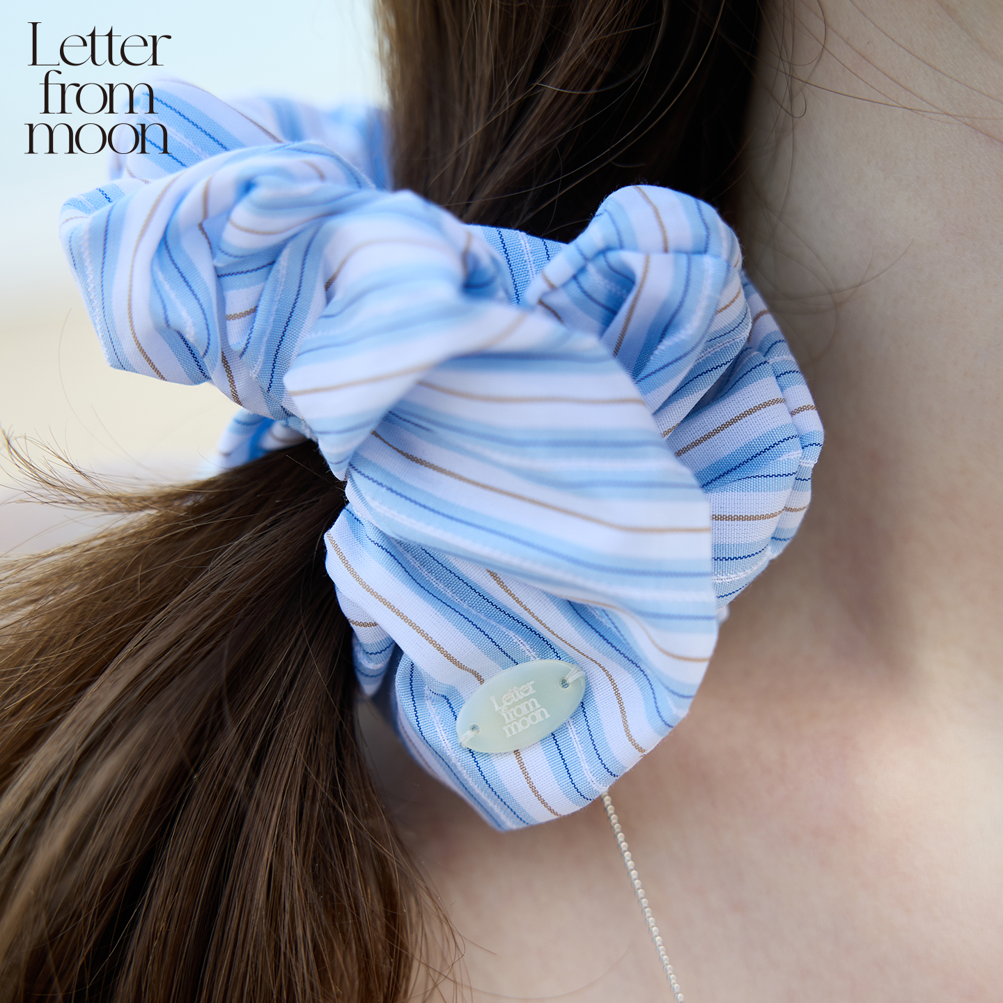 Letter from moon夏日条纹抽褶发圈2025年夏季新款女生高级感发饰