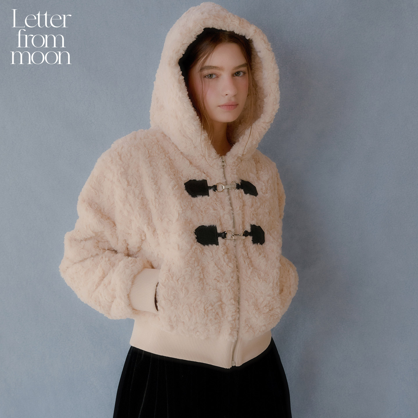 现货速发丨Letter from moon 双搭扣连帽夹克25冬季新款毛绒外套