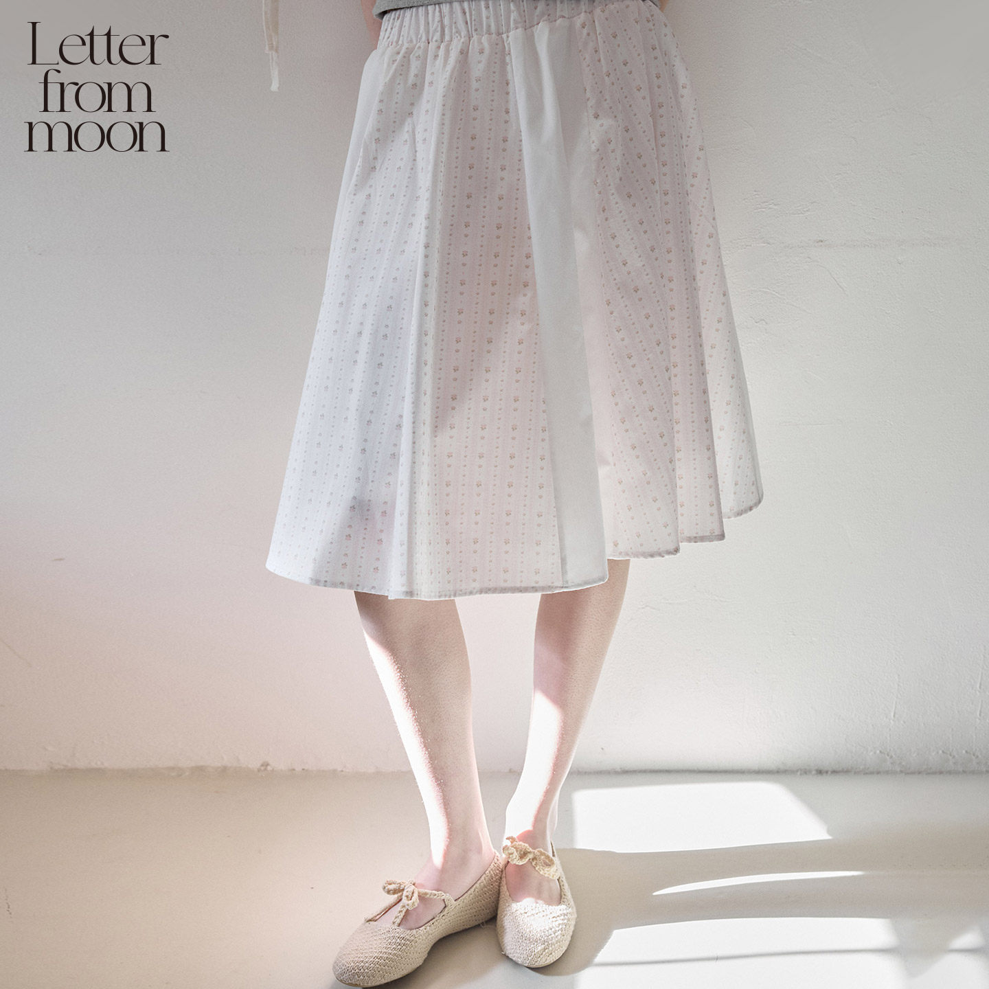 Letter from moon&Daisy Clique联名田园风拼接26款印花中长女裙