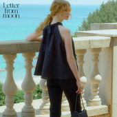 无袖 moon蝴蝶结挂领喇叭式 上衣2024夏款 通勤时尚 Letter 短袖 from