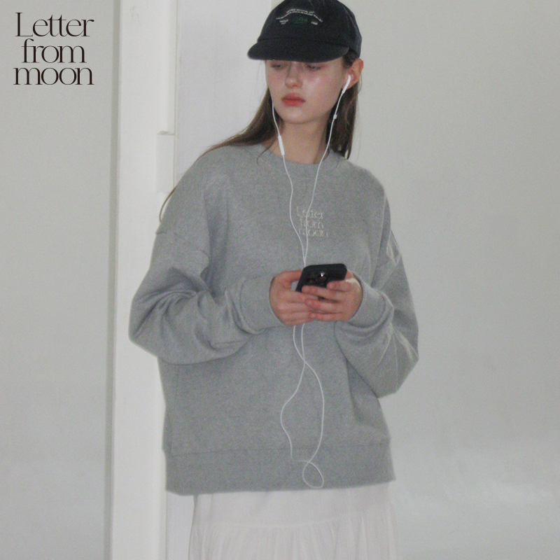 Letter from moon经典简约刺绣logo卫衣2024秋新款上衣女