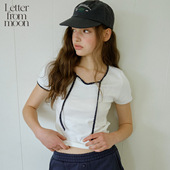 简约百搭短袖 Letter 女 T恤2025年夏季 新款 from moon波点线条短款