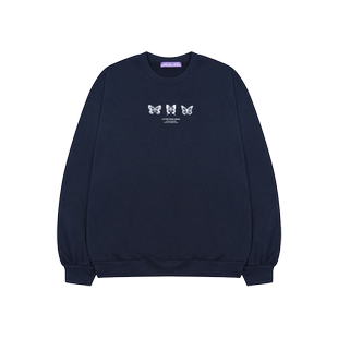 Letter from moon蝴蝶刺绣卫衣女秋冬款上衣含棉韩版圆领套头上衣