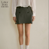 Letter from moon复古双排扣褶裙25春新款 明星同款 A字版 短裙女