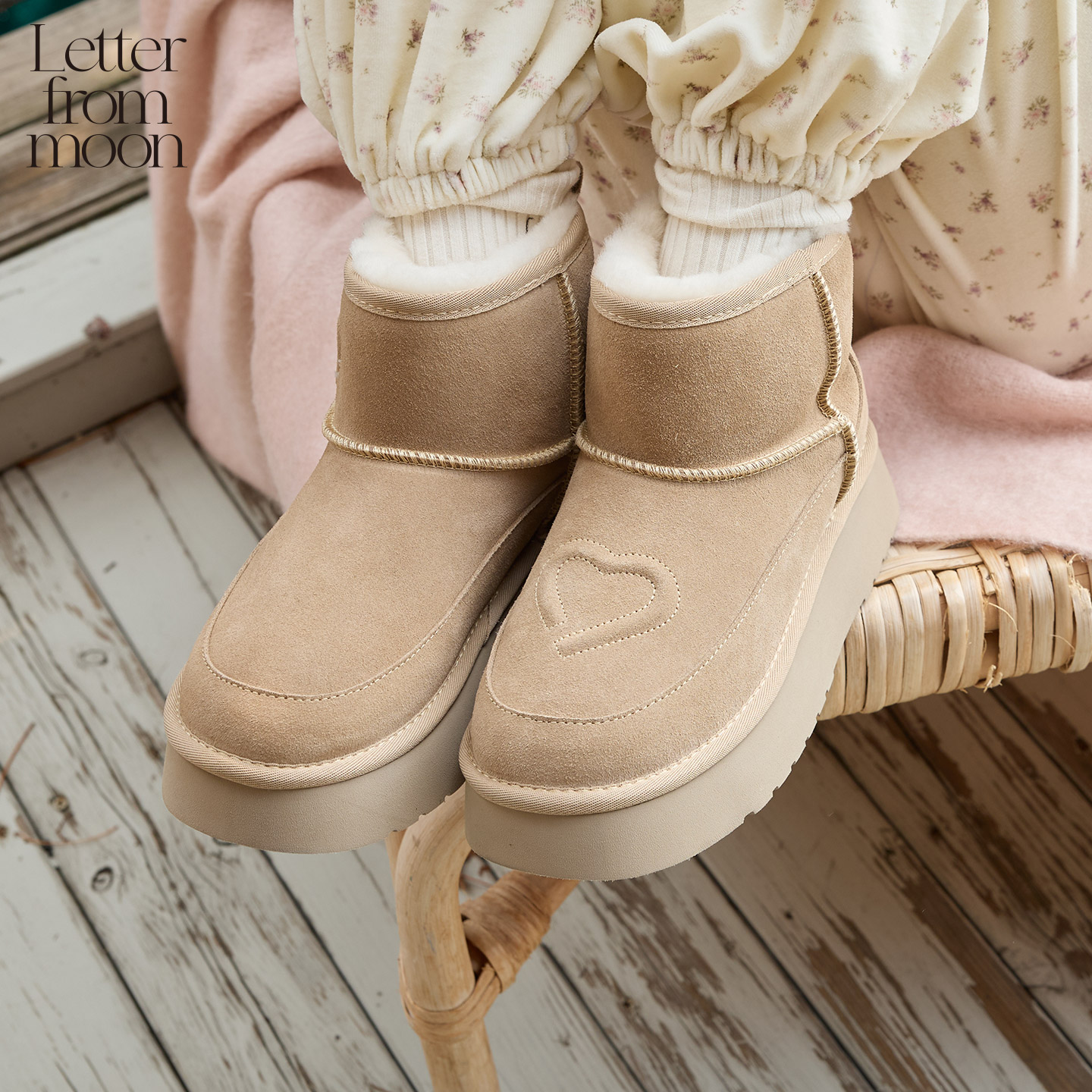 Letter from moon 2025秋季新款马克莫克加绒保暖厚底雪地靴女鞋