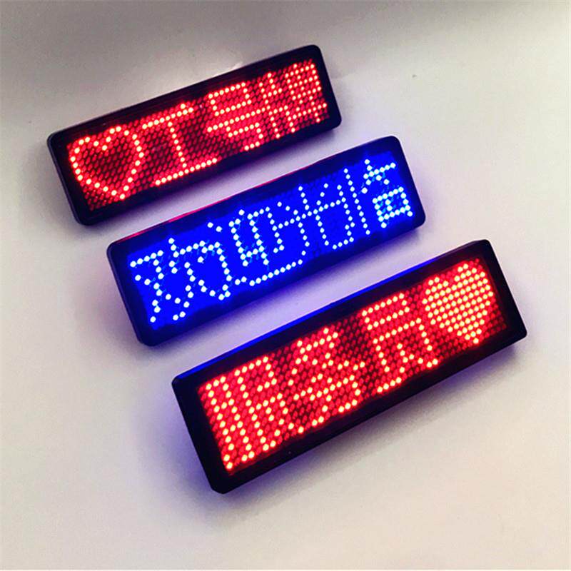 蓝牙款 LED胸牌充电显示屏滚动名片屛手机改字工号牌广告屏e代驾