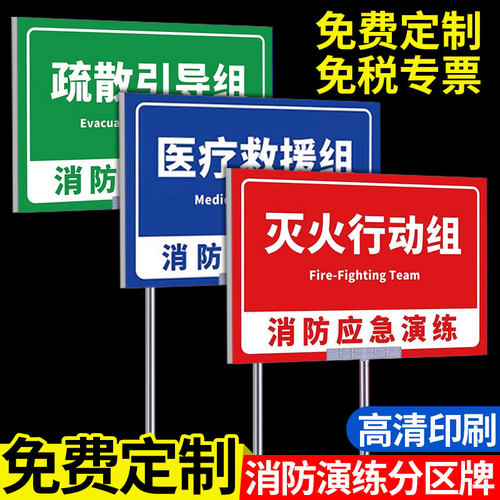 【免费定制】消防演练分组牌