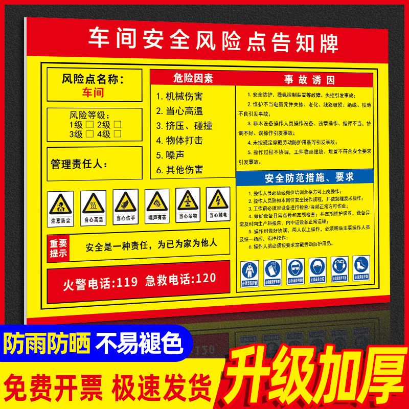 【免费定制】安全风险点告知牌