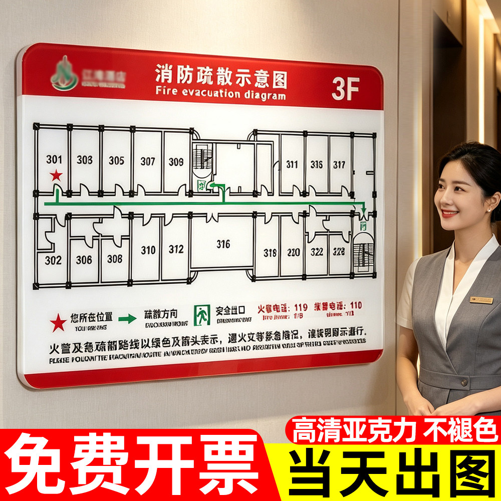 【当天出图】消防疏散示意图指示