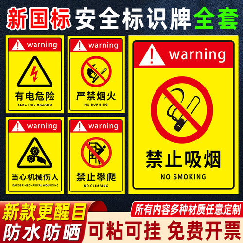安全标识牌全套铝板禁止吸烟