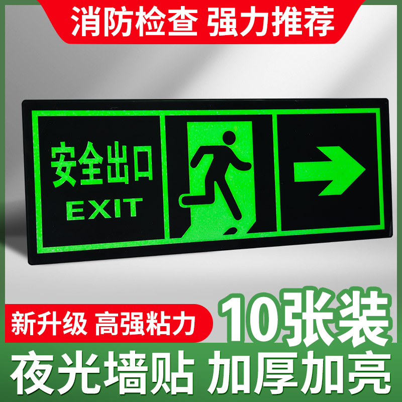 【强粘不掉】安全出口指示牌地贴