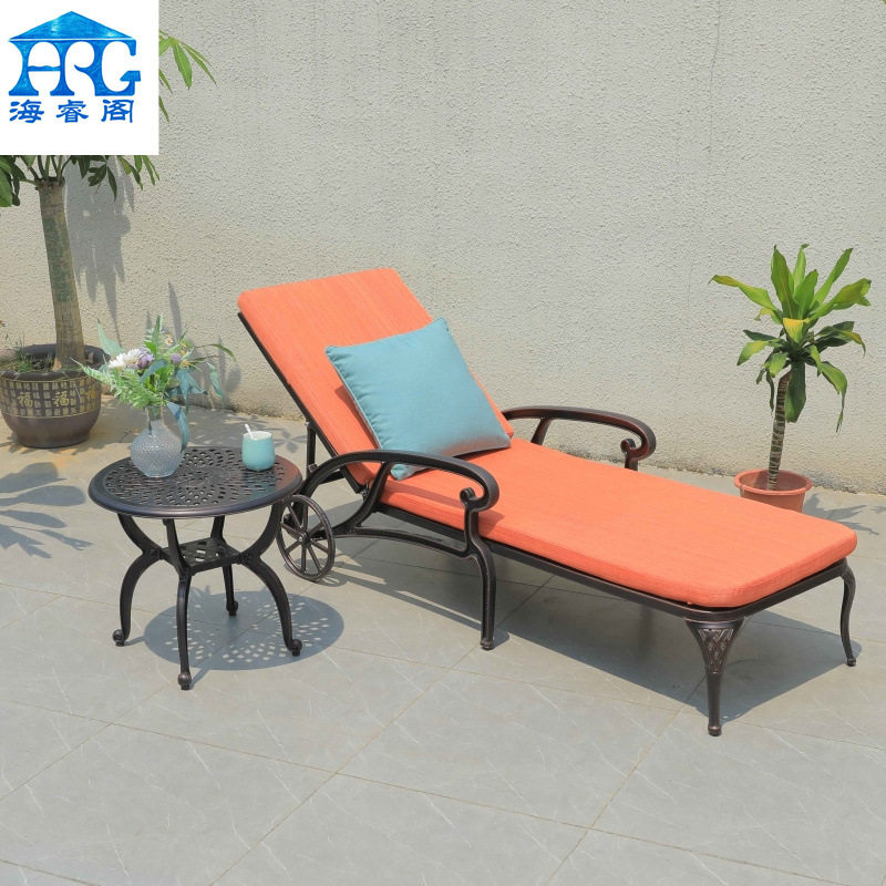 户外别墅游泳池躺椅组合铁艺酒店高背椅沙发带轮铸铝躺床三件套,住宅家具,躺床,淘宝优惠券,粉丝福利购,淘宝优惠卷