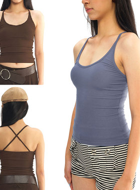 ll call 超大弹力舒适交叉绑带遮副乳吊带背心