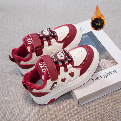 ABC Fans女童加绒板鞋二棉鞋子儿童2025冬季新款小女孩时尚运动鞋