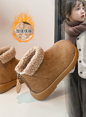 ABC Fans女童加绒勃肯靴子加厚保暖棉靴2025冬季新款中大童棉鞋子