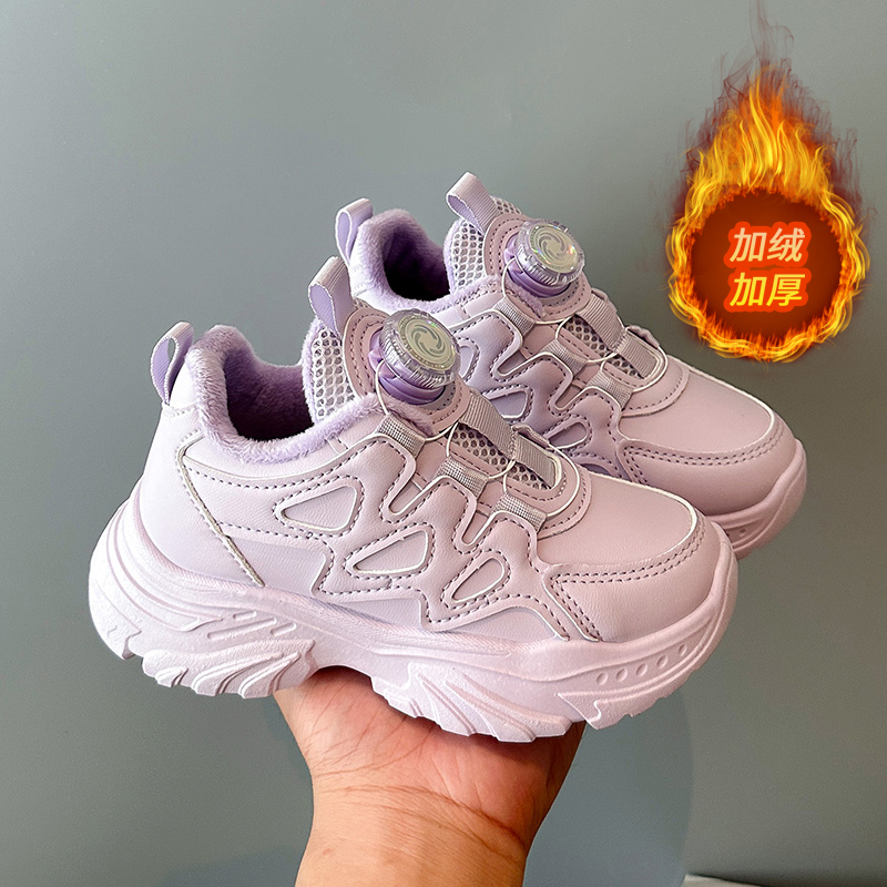 ABC Fans女童鞋子加绒二棉鞋2025冬季新款小女孩时尚休闲老爹鞋厚