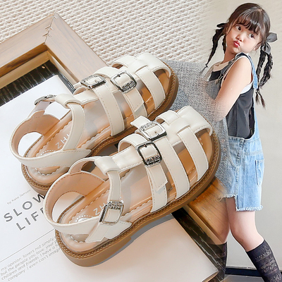 女童包头凉鞋2026夏季新款中大童软底时尚沙滩鞋女孩洋气罗马凉鞋