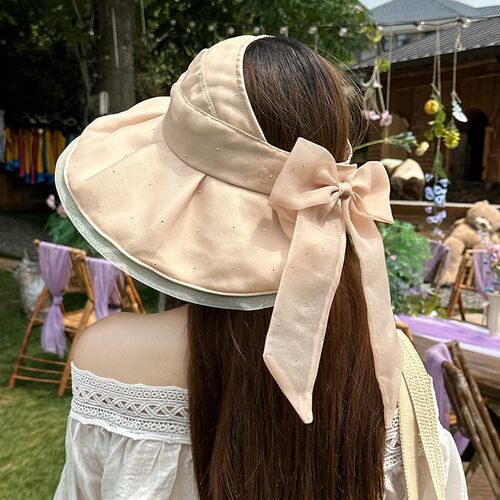 Dorain朵澜网纱透气薄款大檐防晒帽子女夏季空顶可折叠遮阳太阳帽