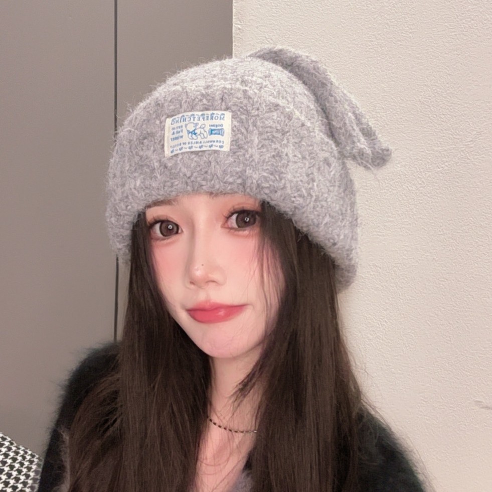 朵澜大头围加厚保暖毛线帽女2025冬季可爱百搭护耳毛绒针织冷帽子