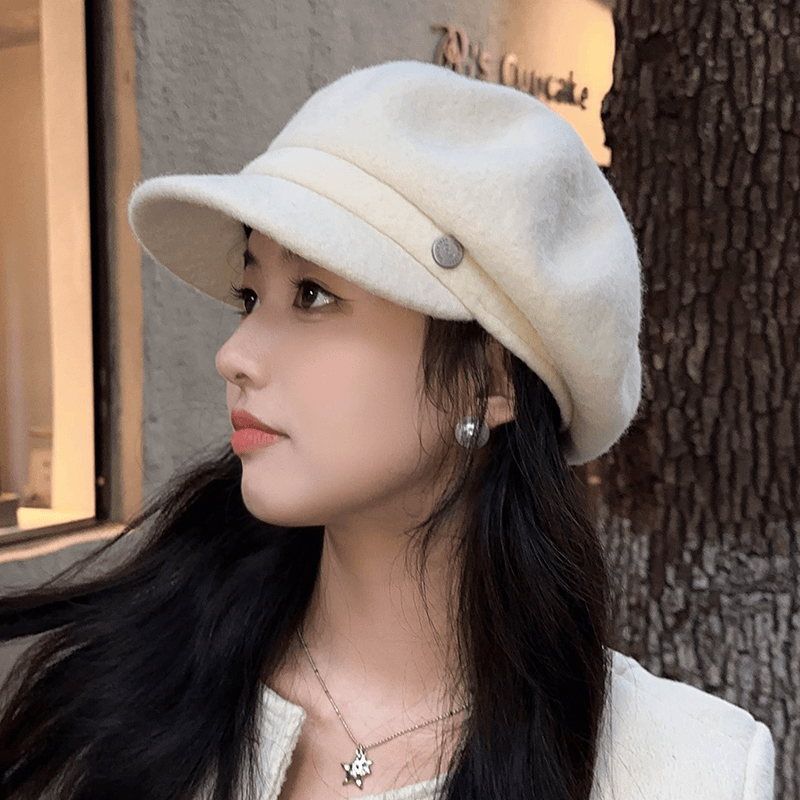 朵澜新款毛呢贝雷帽女秋冬韩版显脸小纯色八角帽时尚保暖鸭舌帽子