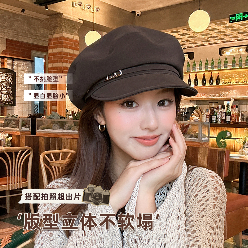 朵澜日系文艺贝雷帽女秋冬气质显脸小时尚百搭画家帽大头围八角帽