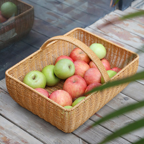 闲储仿藤编野餐篮子ins购物篮编织手提篮户外水果篮花篮收纳筐