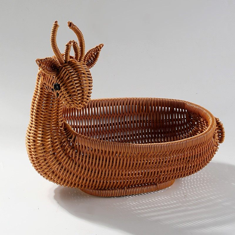 闲储手工编织动物果盘小鹿水果篮家用零食干果摆盘创意小吃篮仿藤,餐饮具,果盆/果盘/果篮,淘宝优惠券,粉丝福利购,淘宝优惠卷