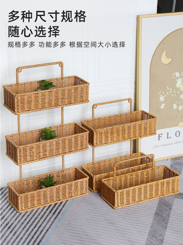 闲储免打孔壁挂式洗漱用品置物架厨房姜蒜收纳阳台绿植多肉盆栽篮