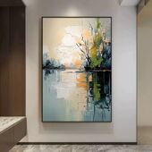 广东大芬村油画大芬村手绘油画抽象艺术玄关挂画样板间装 饰画入户