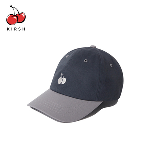 KIRSH樱桃刺绣撞色棒球帽男女通用木炭色弯檐鸭舌帽韩版休闲帽子