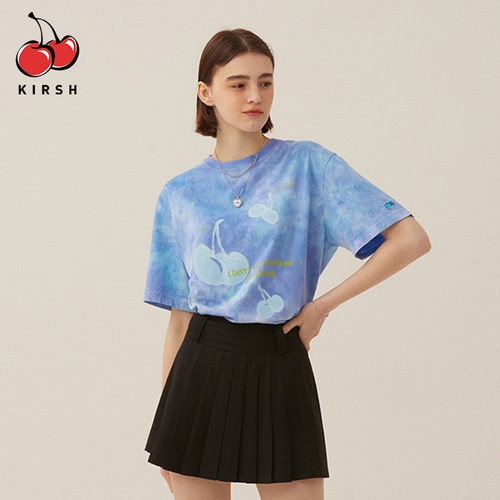 kirsh印花短袖T恤晕染可爱减龄