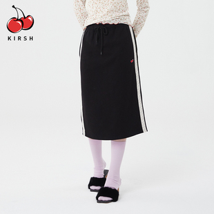 條紋運動半身裙女韓版 秋冬加厚高腰休閑半裙長裙 時尚 櫻桃KIRSH